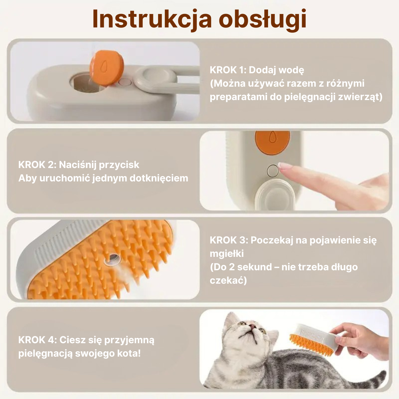 FutroSteam - Elektryczna szczotka dla kotów i psów 3w1 z parą - obrazek 11